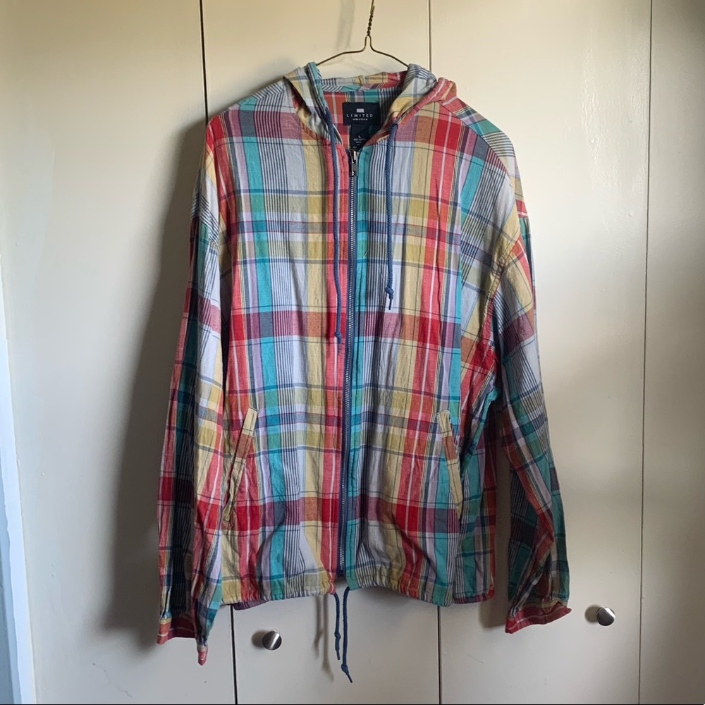 Plaid Zip Up Jacket with Hood
